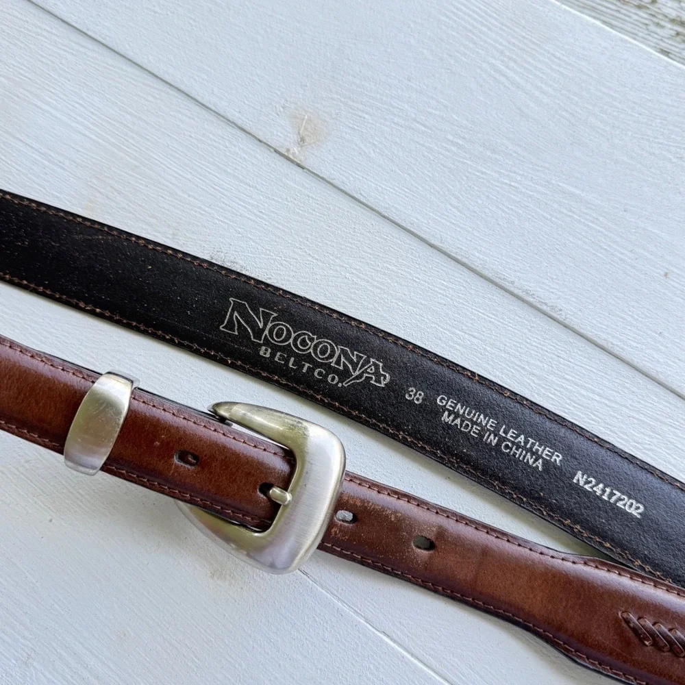 Nocona Belt Co Mens Brown Leather Western Belt Size 38 N2417202
